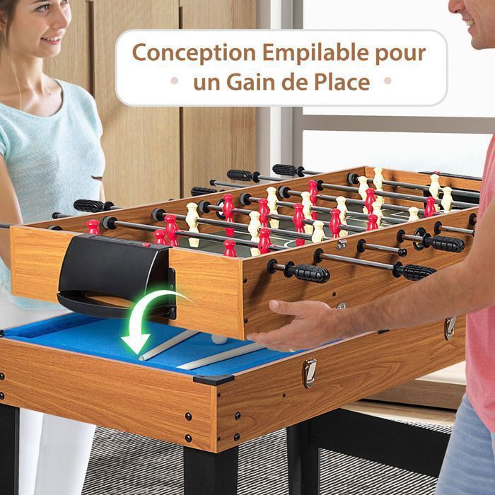 DREAMADE Table Multi-Jeux 4 en 1 en Bois, Billard, Football, Hockey, Accessoires livrées, pour Maison, pour Adulte et Enfant DREAMADE Table Multi-Jeux 4 en 1 en Bois, Billard, Football, Hockey, Accessoires livrées, pour Maison, pour Adulte et Enfant