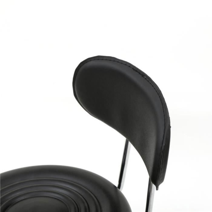 Tabouret chaise siège de bureau à roulette avec dossier noir 14_0003749