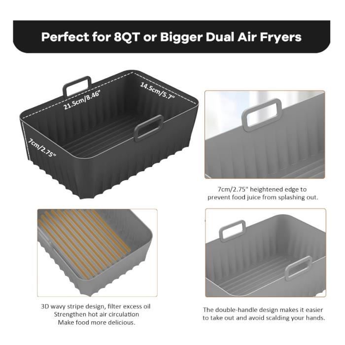 Moules Silicone Pour Air Fryer - Lot Avec Paniers Et Moules à Muffins - Compatible Ninja, Tower, Cosori