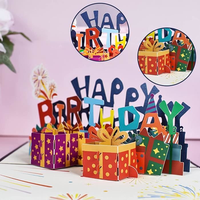 2 Pièces Carte Anniversaire 3D Carte d'Anniversaire Pop-Up Happy Birthday  Carte Avec Enveloppe Carte de Voeux Pour Famille (I) - Cdiscount Beaux-Arts  et Loisirs créatifs