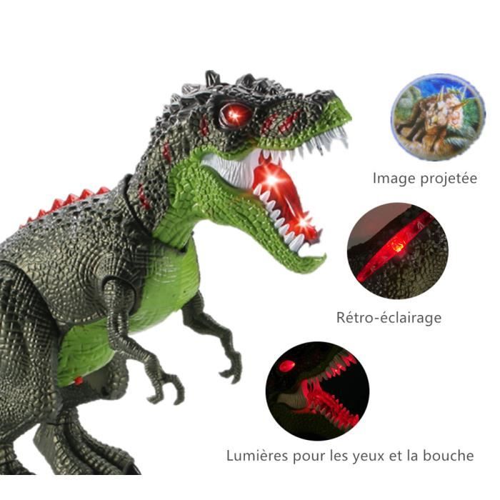 Dinosaure Télécommandé Lumineux Et Rugissant - Jouet Interactif Pour Enfants 3 à 9 Ans - Marche, Balance La Queue, Lumières LED - Idéal Cadeau Anniversaire Noël