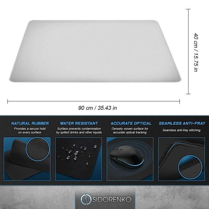 Sidorenko Tapis de Souris Gaming XL - 900 x 400 mm - Gamer Mouse Pad -  Surface spéciale améliore la vitesse et la précision - Bas