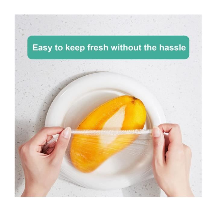 500 Charlottes Alimentaires Réutilisables - Film étirable élastique - Diamètre étirable Jusqu'à 35 Cm - Pour Couvrir Bols, Fruits, Plats