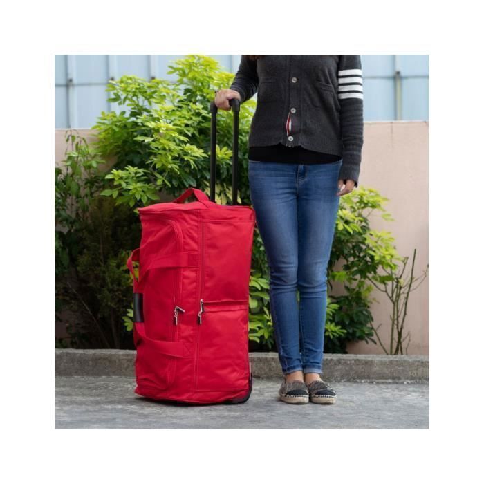 Valise Souple David Jones à Roulettes - Grande Taille 120L (76x38.5x41.5 Cm) - Toile Polyester 600D Résistante - Cabine Aussi Disponible - 10