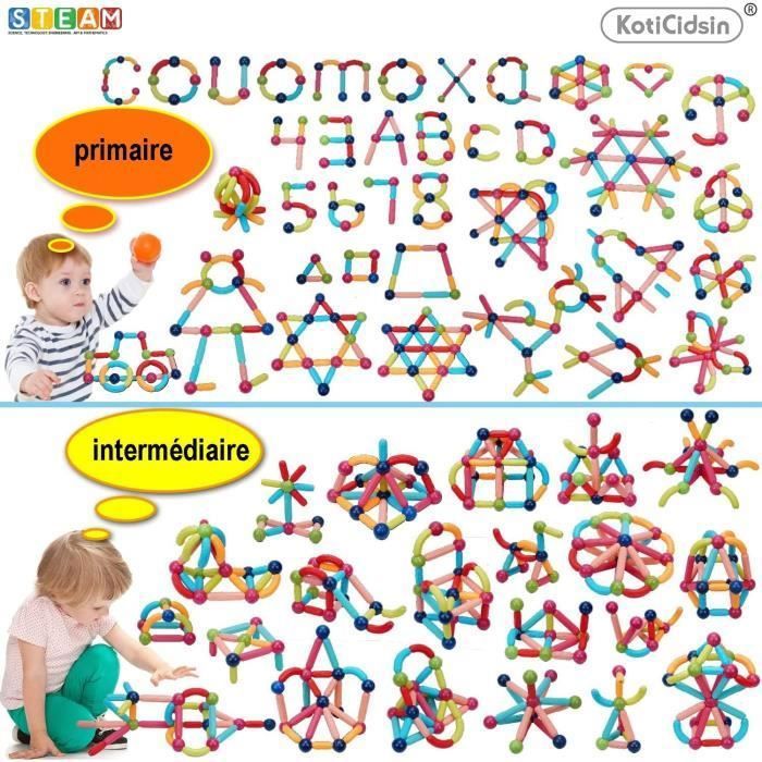 Dreamon - Ensemble de 68 pièces de mini tuiles magnétiques - Tuiles magnétiques de voyage glace et neige pour enfants avec boîte en étain - Magnatiles - Blocs magnétiques de construction