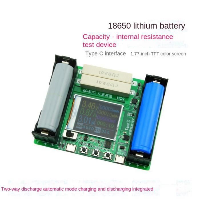 Module de Capacité de Batterie au Lithium 18650 Mesure Testeur de RéSistance  Interne Module de Testeur de Capacité D'Affichage - Cdiscount Bricolage