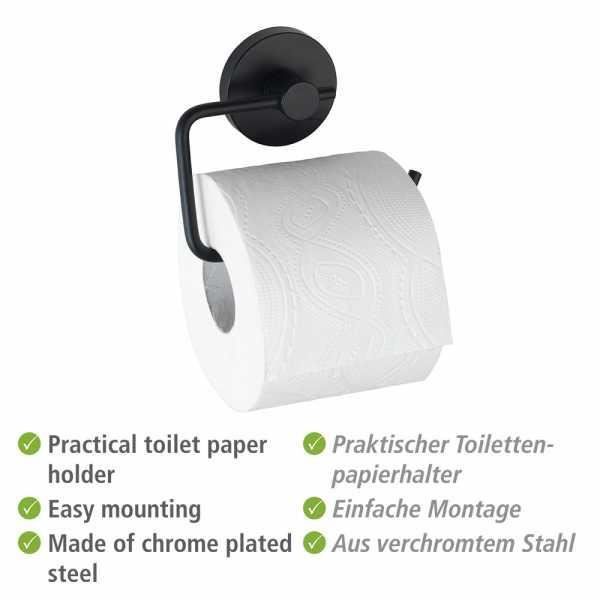 WENKO Porte Papier Toilette mural noir Milazzo, dérouleur papier toilette  mural fixation sans perçage Vacuum Loc Plus, Acier, Noir