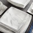 , Série BLANCE GREY, 60 Pièces Service de table en porcelaine Marbre, Service Complet avec 12 assiettes plates - assiettes à d[170]-3