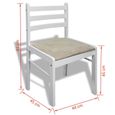 Lot de chaises de salle à manger - Style contemporain Scandinave chaise Cuisine 6 pcs Carrée Bois Blanc-3