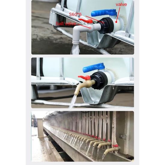 Katutude Bec De Vidange Avec éCrou, Buse De RéServoir Deau Valve 1000l IBC Rallonge De Cuve, Extension Deau De Pluie Buse D'Extension Buse De Tuyau