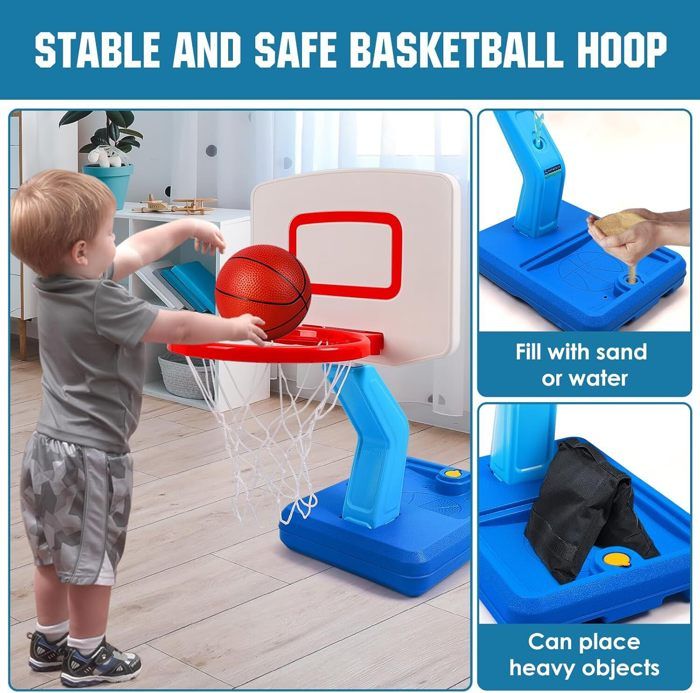 Jouet Fille 2 Ans Panier Basket 2 En 1 HYES Pour Enfants - Jeu D'intérieur Et Extérieur Avec Hauteur Réglable 70-100 Cm - Cadeau Sportif Garçons Filles 3-12 Ans Panier Basket Baseball Hauteur Variable
