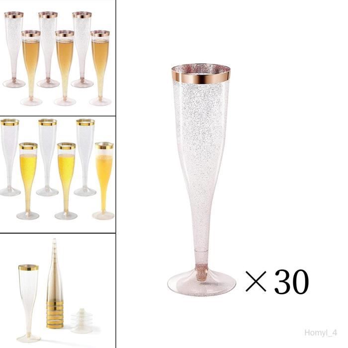 30 tasses de flûtes à champagne de qualité supérieure en plastique jetable  pour le cocktail de Or rose - Cdiscount Maison