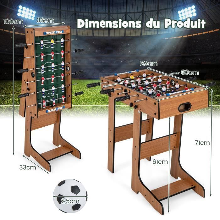 FANTASK Babyfoot Pliable avec 18 Baby-Foot et 2 balles, Table de Jeu FANTASK Babyfoot Pliable avec 18 Baby-Foot et 2 balles, Table de Jeu