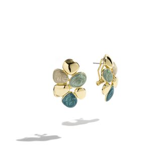 Boucles D'oreilles Créoles Vert Pomme Avec Zirconiums - Acier Inoxydable Vintage - Neuf Avec étiquettes