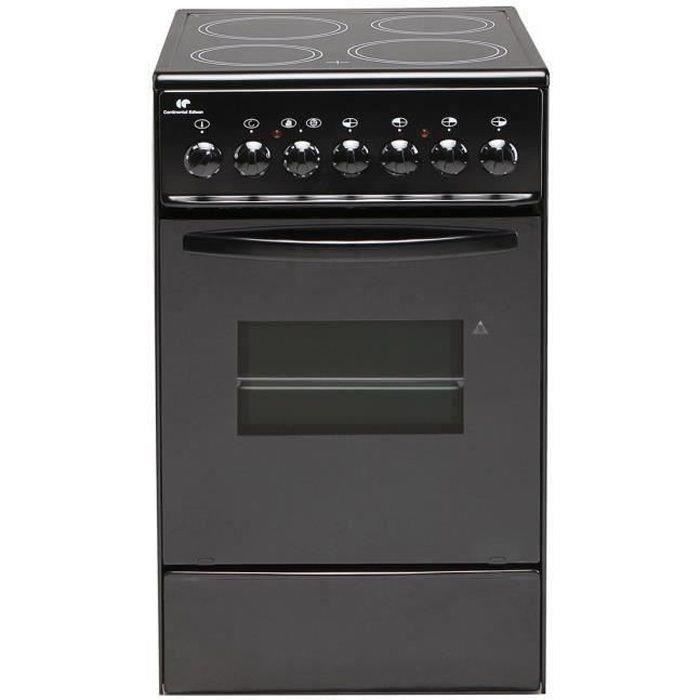 Continental Edison CVMC5060B - Cuisinière table vitroceramique- 4 Foyers- 1700W- Four électrique-Catalyse-45,36L-A-L49X83cm-Noir