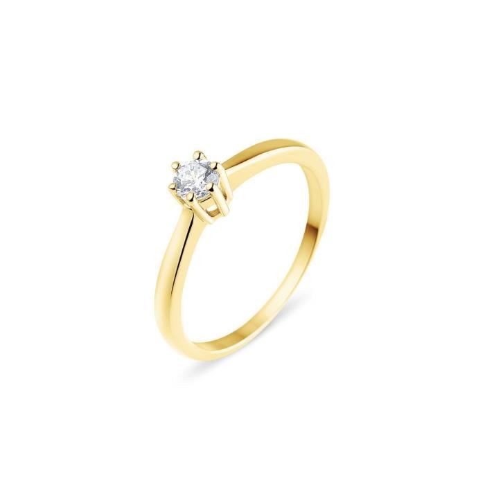 MONTE CARLO STAR - Solitaire en Or 18 Carats et Diamant Monté 6 Griffes - Femme