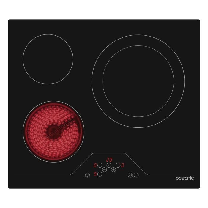 Plaque de cuisson vitrocéramique OCEANIC OCEATV3Z60B - 3 foyers - noir 5400W