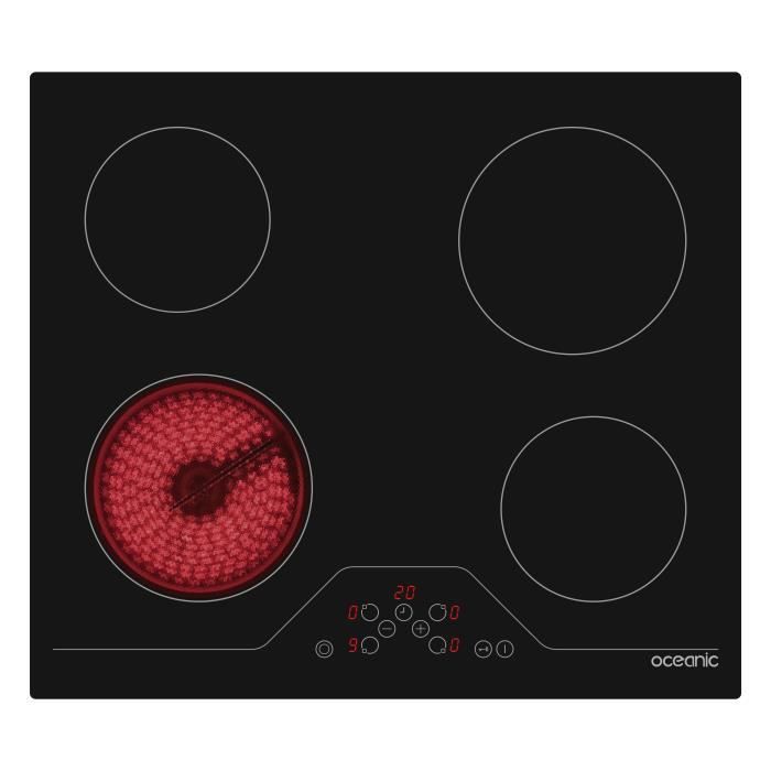 Table de cuisson électrique en vitrocéramique avec élément radiant