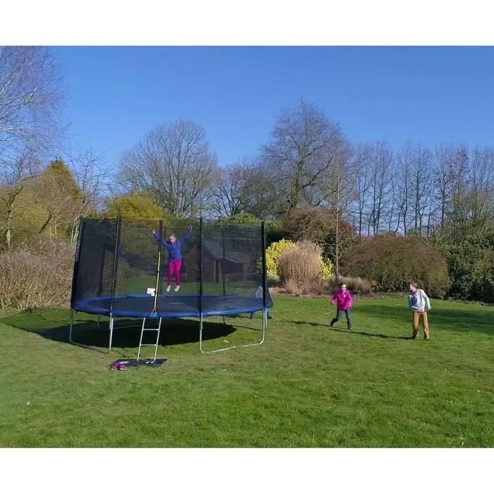 Kangui Trampoline Avec Filet De Sécurité – 300/360/430 Cm – Échelle Et Kit D'Ancrage – Marque Française – Résistant UV
