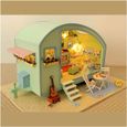 BRICOLAGE à la main En Bois Dollhouse Jouets Miniature Modèle Kit Avec Meubles Assemblage maison de Poupée LED + Musique + Commande -0