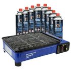 Eurocatch Gaz Butane Camping Grill Evergrill - Barbecue à gaz - Réchaud de camping - Grill de table - incl. 8 Bidons de gaz