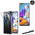 2 Verres trempés pour Samsung Galaxy A21S et 1 coque de protection souple transparente avec Stylet Toproduits®