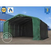 Tente de stockage TOOLPORT 6x6 m - Porte 4,1x2,9 m - Toile PVC 720 g/m² - Anti-feu - Vert foncé