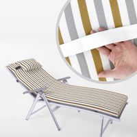 Matelas pour chaise longue - Coussin Bain de Soleil - Marron/Blanc - Polyester
