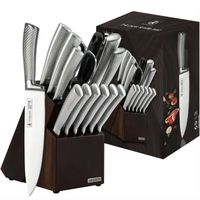 Couteaux de Cuisine Professionnels, BIENCOME® 13 Pièces Ensemble de Couteaux Cuisine Acier Inoxydable + Porte-Couteau En Bois