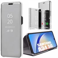 Coque pour Samsung Galaxy A34 5G Protection Avant et Arrière Smart Case Clear View Argenté