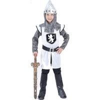 Déguisement chevalier médiéval croisé garçon - Marque - Gris Argent - Tunique, coiffe, ceinture, sur-bottes