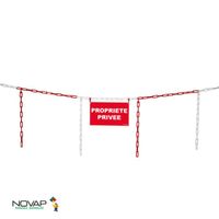 Kit de délimitation barrière de chaîne rouge/blanc et panneau propriété privée - 1365070