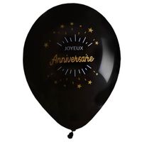Ballons en latex x 8 - Anniversaire étincelant Or aille Unique Or & Noir