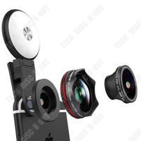 TD® Vlog prise de vue objectif de téléphone portable quatre en un grand angle macro fisheye selfie lumière de remplissage