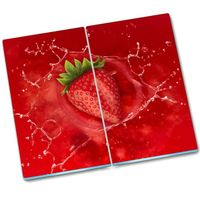 Tulup Planche a découper chaleur 60x52cm Glass Pour cuisine Protection de Splash - Jus de fraise