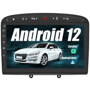 AUTORADIO Junsun Autoradio Android 12 2Go+64Go pour Peugeot 308/408(2007-2013) 9'' Écran Tactile avec Carplay Android Auto GPS Noir