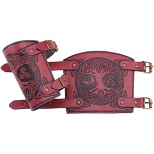 BOUÉE - BRASSARD 2Pcs Protège-Bras En Cuir Armure Viking Médiévale Brassards Arbre De Vie Oiseaux Motif Gauntlet En Cuir Gaufré Bracelet Arm [n674]