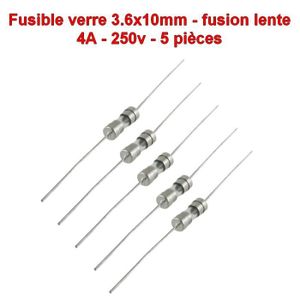 250v 5x lot Fusibles verre 5x20mm lent 4A 8fus078 T4A 