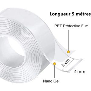 DESON 3 Rouleau ruban adhésif double face largeur: 5mm / 10mm / 18mm collant double face forte adhésif 50 mètres chaque rouleau 
