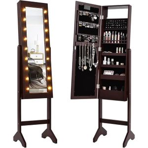 Marron Miroir Bijoux Miroir Mural Ezigoo Armoire à bijoux et Support Ajustable 