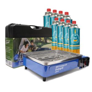Barbecue à Gaz Portable Alpen Nevada 1780W - Avec Mallette, Allumage Piezo, Grille à Fente Centrale, Bac Récupérateur De Graisse, Pour Camping Et Vanlife