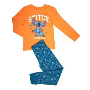 CAN o & Stitch-Ensemble de pyjama à manches longues pour enfants, chemise  de nuit à revers de dessin animé pour garçons et filles, vêtements de nuit