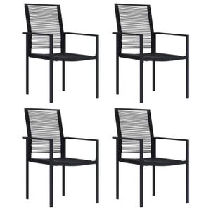 Ensemble table et chaise de jardin Mobilier d'extérieur en Rotin creux en PVC verre, Ensemble de salle à manger de jardin 5 PCS avec table, Couleur noir H77