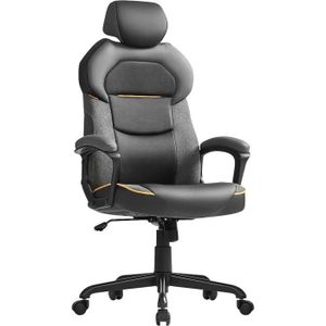 Fauteuil Bureau SONGMICS Ergonomique - Appui-Tête & Accoudoirs Rembourrés - Réglable Hauteur - 150kg - Noir