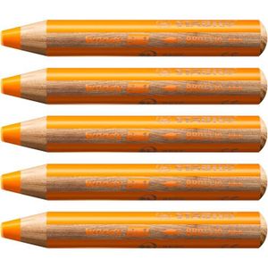 CRAYON DE COULEUR Lot De 6 Crayons Woody Rond Large Mine 10 Mm Longueur 115 Mm Aquarellable Orange[L1380]
