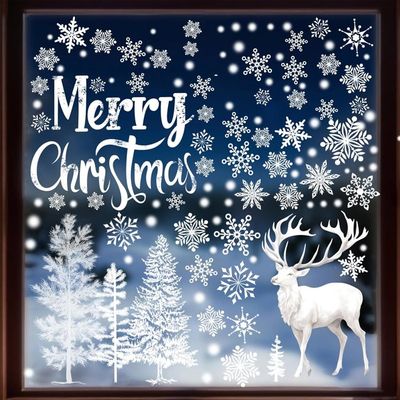 9 Feuilles Noël Autocollants Fenetre Décoration, Grand Double