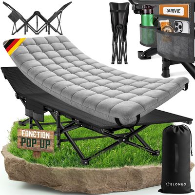 GOPLUS Lit De Camping Pliant Extra Large 1 Personne - 106x215x49 Cm, Charge 150 Kg Avec Sac De Transport
