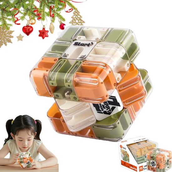 Cube Labyrinthe 3D Transparent - Casse-tête Bille, Jeu De Logique Et Concentration, Pour Enfants Et Adultes
