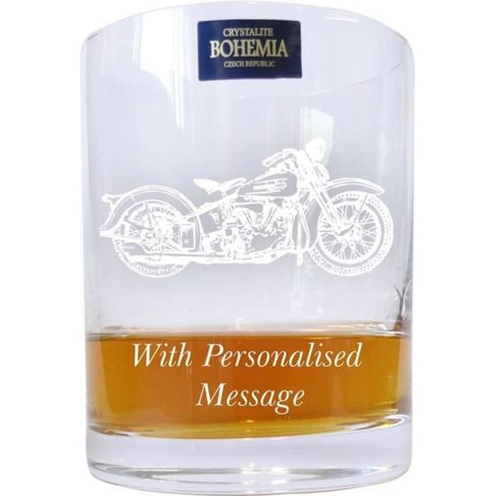 Bohemia Cristal Verre de Whisky Avec Harley Davidson Design - Inclus Gravure Jusqu'À 30 Caractères