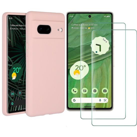 Pack Coque Silicone Rose + 2 Protections Écran Pour Google Pixel 7 5G - Little Boutik - Neuf